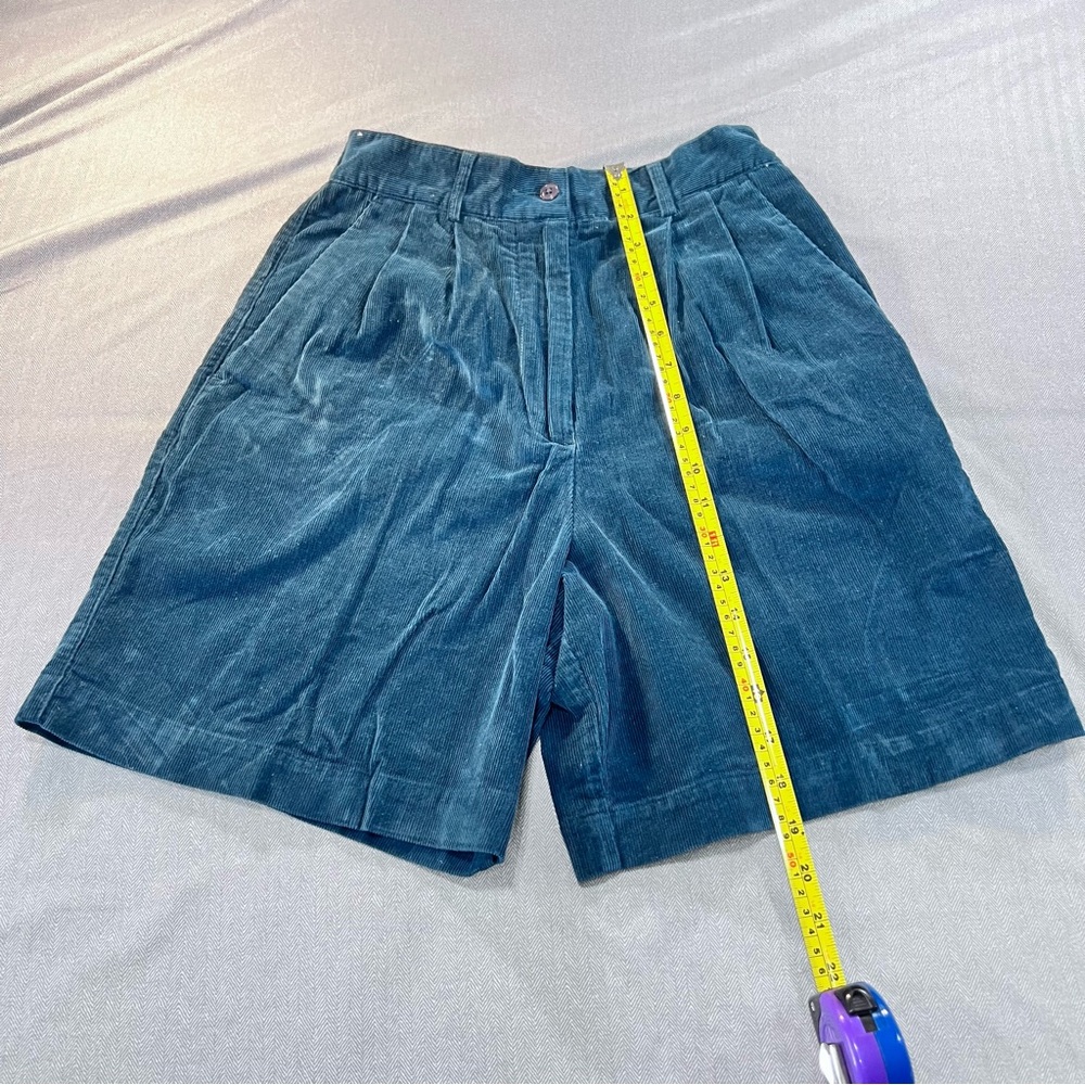 Izod Women's Flat Front Corduroy Shorts in Teal Blue